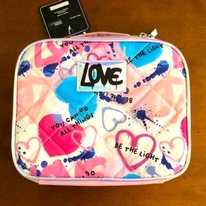 Love inspirational quilted zipper insulated lunch bag tote box